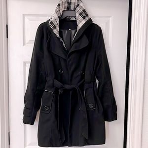 Detach-able hoodie jacket/Houndstooth collar